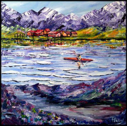 Forår i Grønland 2 80x80cm. akryl pris 5.800,-